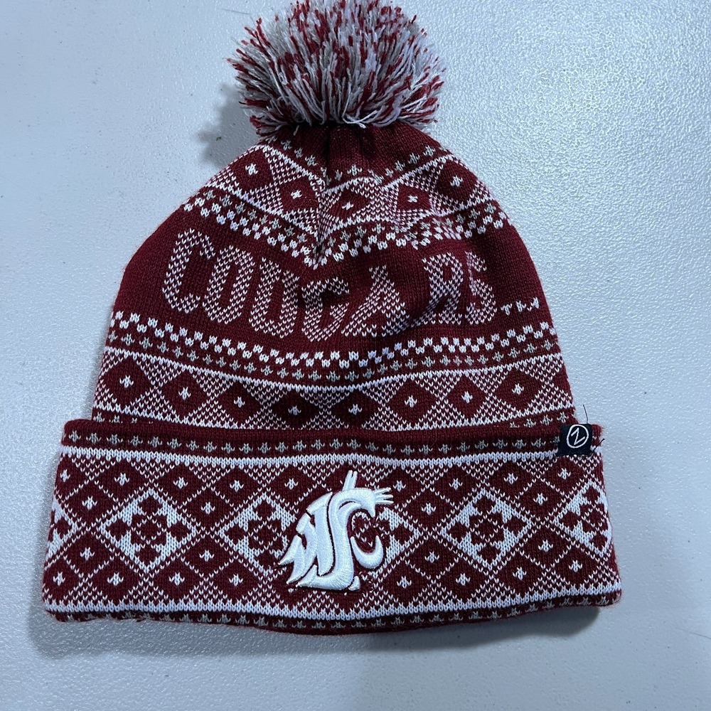 Washington State Cougars Pom Cozy Cable‎ Knit Beanie One Size
